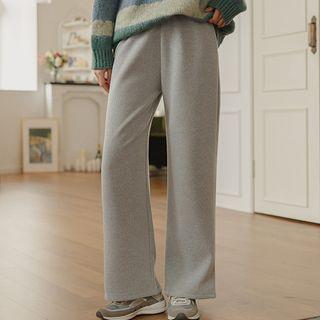 Napped Ribbed Wide-leg Pants
