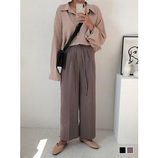 Tie-waist Wide-leg Dress Pants