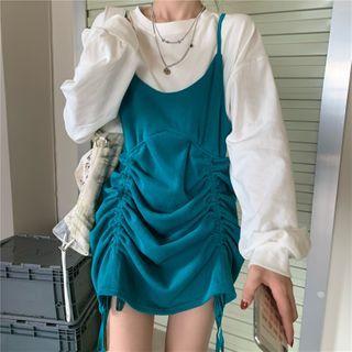Mock Two-piece Drawstring Pullover Dress
