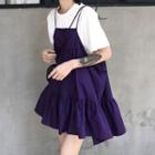 Spaghetti-strap Tunic Dress Purple - One Size