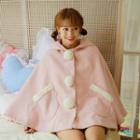 Pom Pom Hooded Cape Pink - One Size