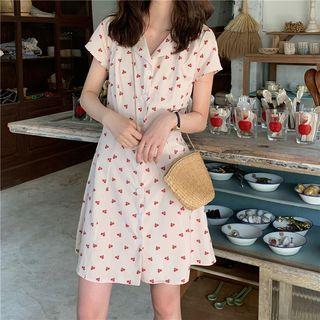 Lapel Cherry Shirtdress