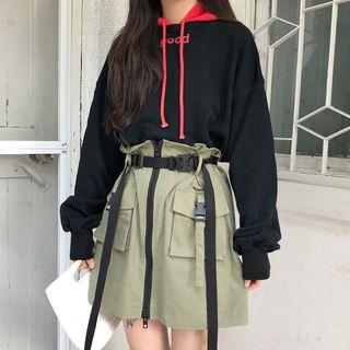 Lettering Hoodie / Zip A-line Skirt