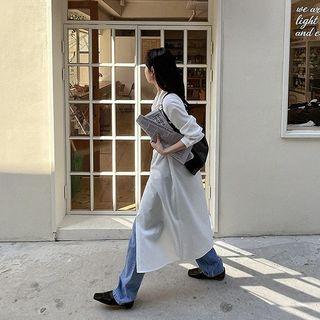 [lovb] Button-side Plain Long Shirtdress