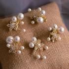 Set Of 5: Bridal Faux Pearl Hair Clip Set Of 5 - White - One Size