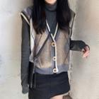 Long-sleeve Turtle Neck T-shirt / Argyle Knit Vest