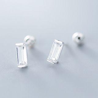925 Sterling Silver Rhinestone Earring 1 Pair - S925 Silver - As Shown In Figure - One Size