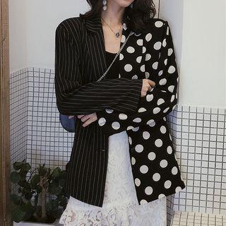Pattern Panel Single Breasted Blazer Black - One Size