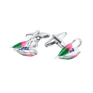 Fashionable Beautiful Color Fish Hook Cufflinks Silver - One Size