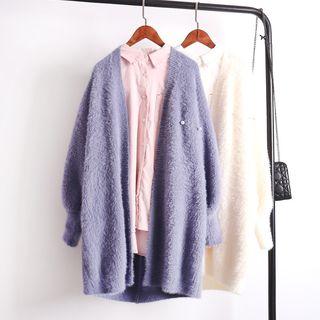 Open Front Long Furry Cardigan