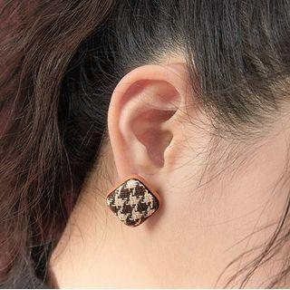 Square Houndstooth Sterling Silver Earring