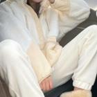 Reversible Fleece Anorak Pullover Ivory - One Size