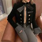 Velvet Bow-accent Slim-fit Jacket