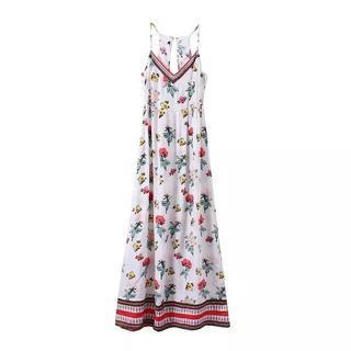 Sleeveless Spaghetti-strap Printed Maxi Dress