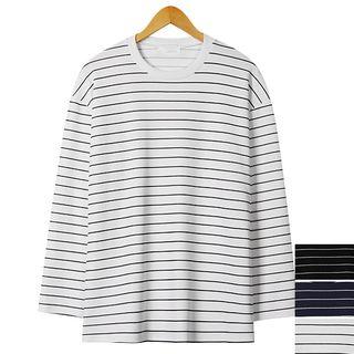 Plain Long-sleeve Striped T-shirt