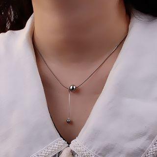 Polished Bead Pendant Alloy Necklace Silver - One Size