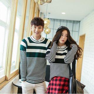 Couple Striped Knit Pullover