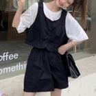 Short-sleeve T-shirt / Button-up Vest / Shorts / Set