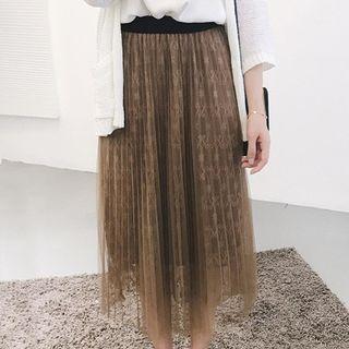 Accordion Pleat Mesh Skirt