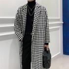Houndstooth Single-breasted Long Coat