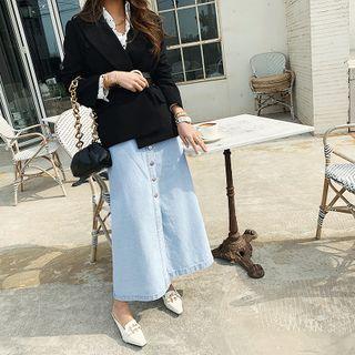 Button-through Maxi Denim Skirt
