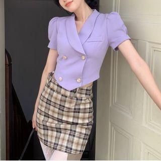 Short-sleeve Double Breasted Dress / Blouse