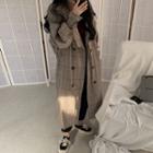 Double-breasted Gingham Long Coat As Shown In Figure - One Size