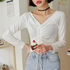 Two-way Drawstring-front Cropped T-shirt