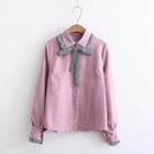 Striped Trim Bow Accent Shirt