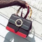 Color Panel Buckled Crossbody Bag