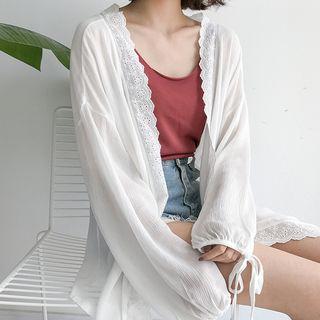 Lace Trim Lace-up Jacket