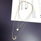 Moon Layered Necklace Gold - One Size