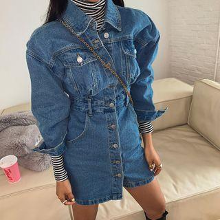 Button-through Mini Denim Dress