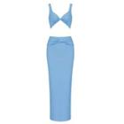 Set: Plain Cropped Camisole Top + Slit Midi Pencil Skirt