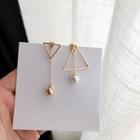 Asymmetric Triangle Ear Stud S925 Sterling Silver Pin - Gold Plating - One Size