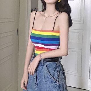Rainbow Striped Camisole Top Stripes - Multicolor - One Size