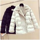 Notch Lapel Drawstring Waist Padded Jacket