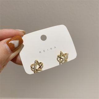 Star Rhinestone Earring 1 Pair - Silver Steel - Gold - One Size