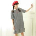 Pinstriped Short-sleeve Polo Dress
