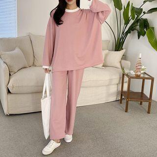 Set: Ringer T-shirt + Wide-leg Pants