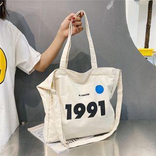 Numbering Canvas Tote Bag White - One Size