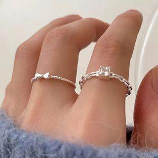 Rhinestone / Square Rhinestone Alloy Open Ring