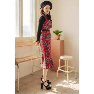 Sleeveless Floral Midi Mermaid Dress