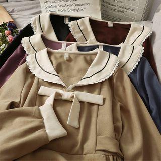 Ribbon-front Colorblock Midi Dress In 5 Colors