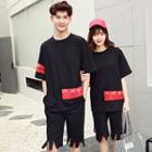 Couple Matching Applique Short-sleeve T-shirt / Shorts