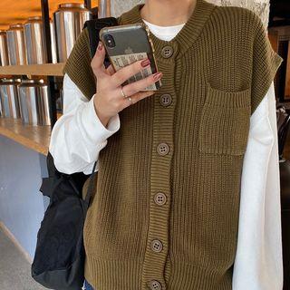 Long-sleeve Pullover / Open-placket Button Vest