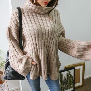 Turtle-neck Loose-fit Rib Sweater
