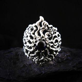 Engraved Sterling Silver Blue Sapphire Ring
