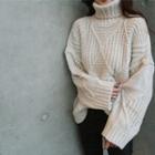 Turtle-neck Chunky-knit Sweater