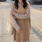 Plaid Shirt / Sleeveless Sweater Dress